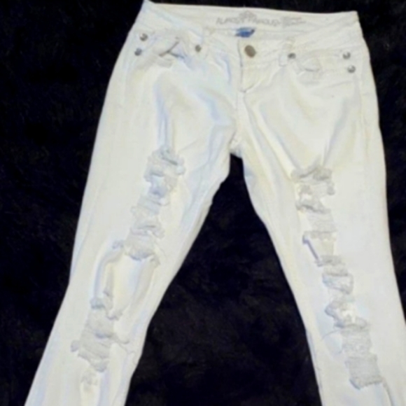 Almost Famous White Distressed Pants - Picture 2 of 3